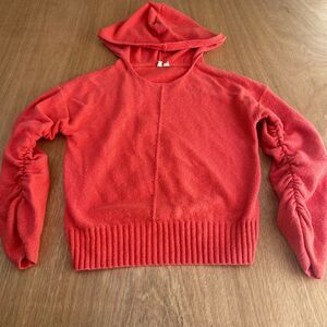 Moth Anthropologie Women’s XS Coral Hooded Knit Sweater Cotton Blend Pullover